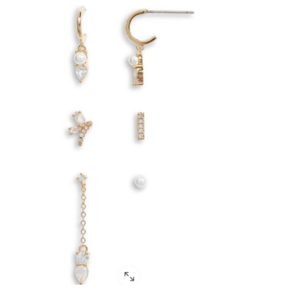 Nordstrom 6 Piece Mix Match Cubic Zirconia Moonstone Earring Set New